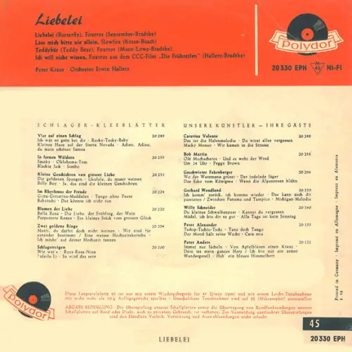 Kraus Peter - Liebelei (EP) (nur Cover) – Bild 2