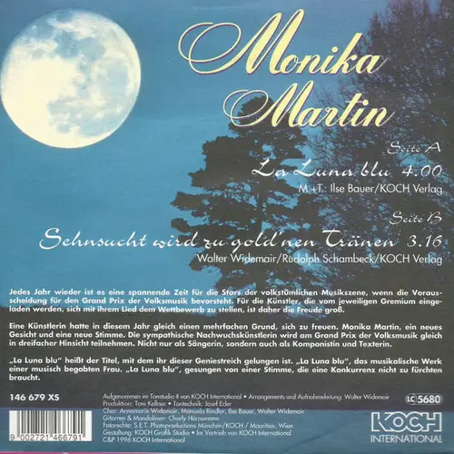 Martin Monika - La luna blu (nur Cover) – Bild 2