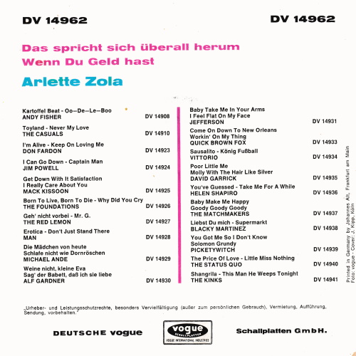 Zola Arlette - Das spricht sich überall herum (nur Cover) – Bild 2