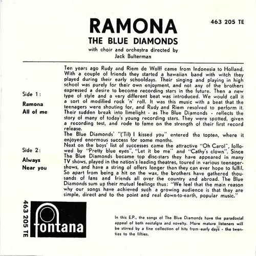 Blue Diamonds - Ramona (EP-NL-nur Cover) – Bild 2
